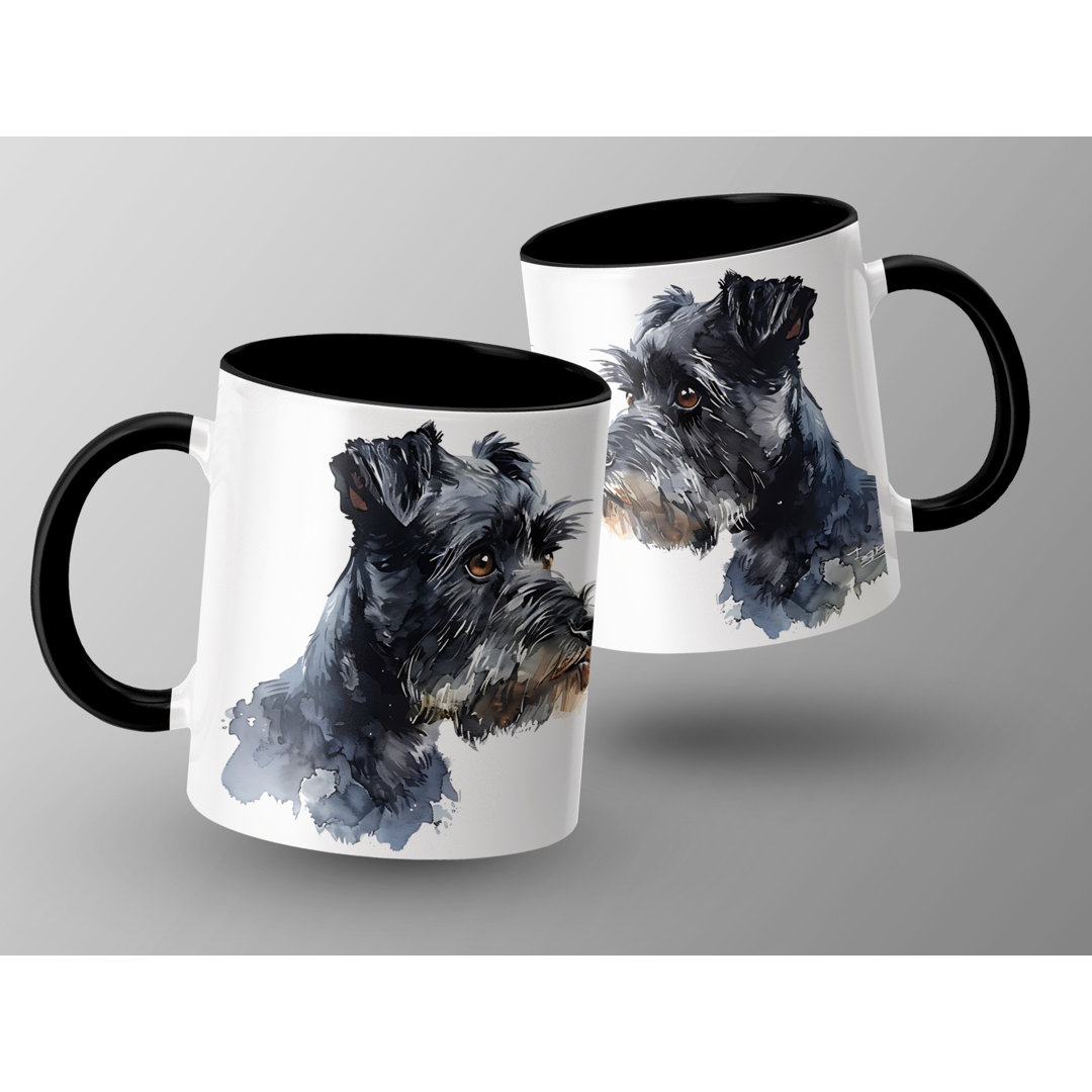 Three Watercolor Schnauzer Design 11oz Coffee Mug