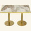 Table de salle à manger Tulipe de 47,24 pouces, plateau en pierre frittée avec impression luxueuse imitation marbre, base en acier inoxydable, surface résistante aux égratignures et à l'usure, imperméable, convient aux restaurants aménagés.-381087786