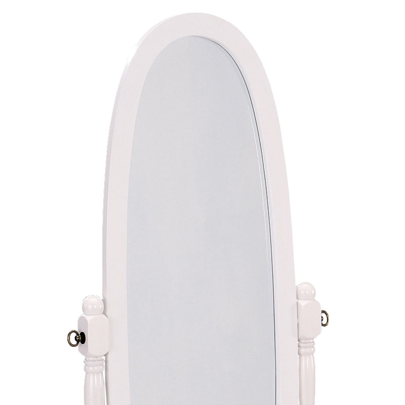 58,04 po Grand miroir de plancher ovale en bois blanc - élégant et pratique pour tout espace intérieur polyvalent