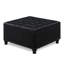 Grand repose-pieds carré avec rangement et pieds en bois (table basse incluse, sans chaises)