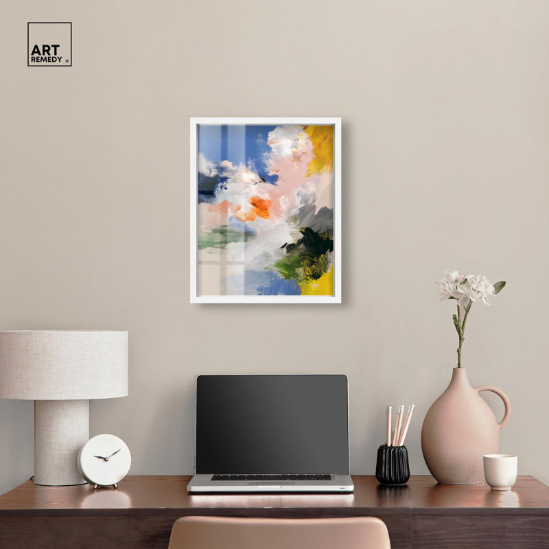 «Clouds and Color I Shadowbox Print», art mural moderne par Art Remedy, 21" H x 17" W, Blanc