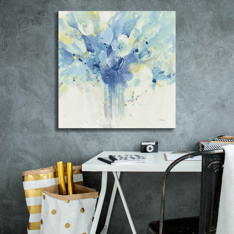 Toile épique Graffiti «Pretty in Spring Blue» par Albena Hristova, 26 po x 26 po