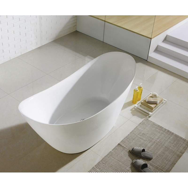 Luna 68'' x 28.9'' Soaking Acrylic Bathtub, White