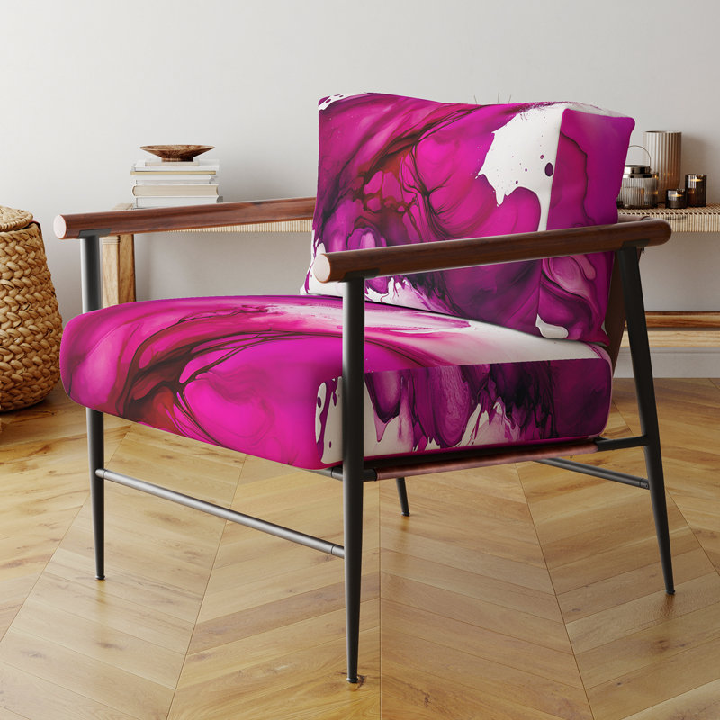 Fauteuil d'appoint rembourré à motif ancien Mystery In Viva Magenta II, Noir