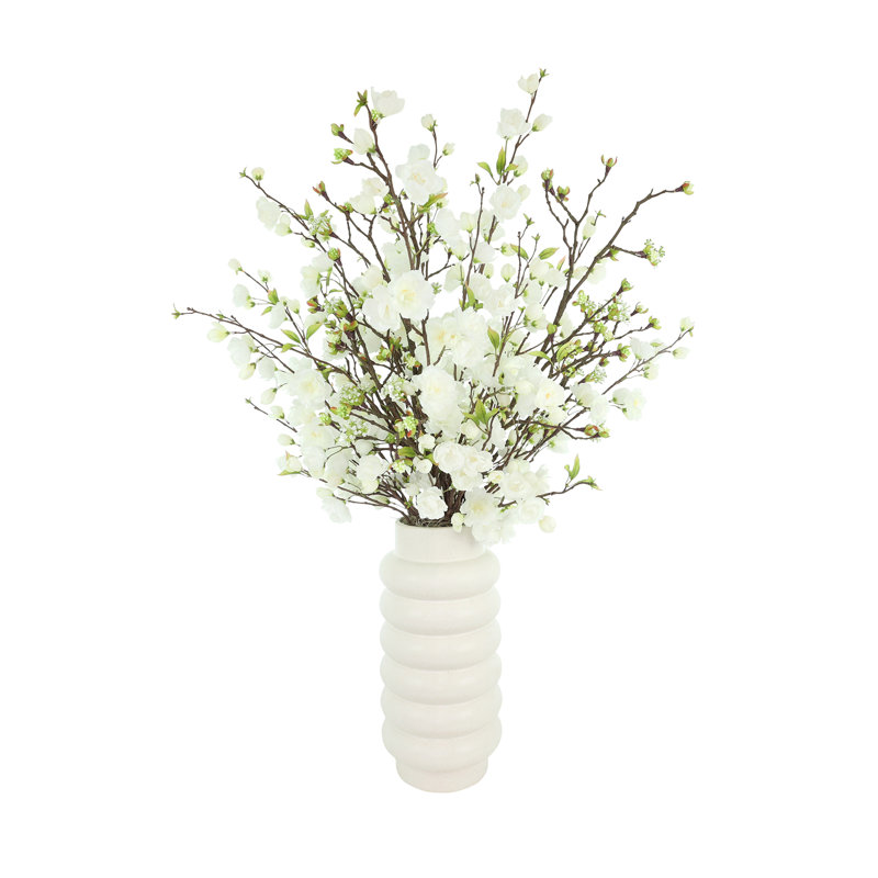 Arrangement de fleurs de cerisier biologiques modernes, H 45 po x l 27 po x P 27 po