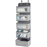 Over The Door Hanging Organizer Storage With 5 Large Pockets,Wall Mount Storage ,Grey