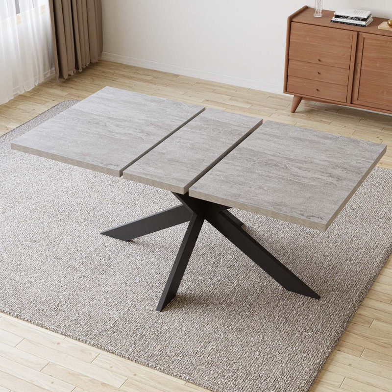 Geigle Extendable Table Set for Kitchen Dining Room Table, Home Furniture(1Table, 6Chairs), Gray, Beige