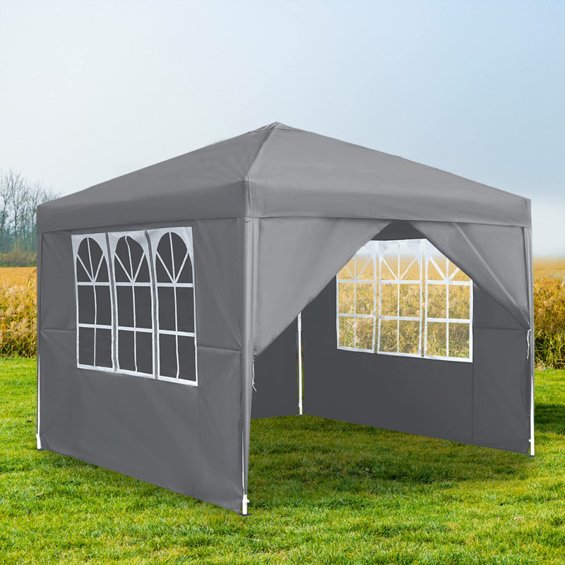 2.5x2.5m Gazebo Folding Party Tent 2-Way Setup with 4 Removable Side Panels, Windows & Carry Bag Event Shelter Garden Tent for Beach Party Festival Camping Event and Market, Anthracite