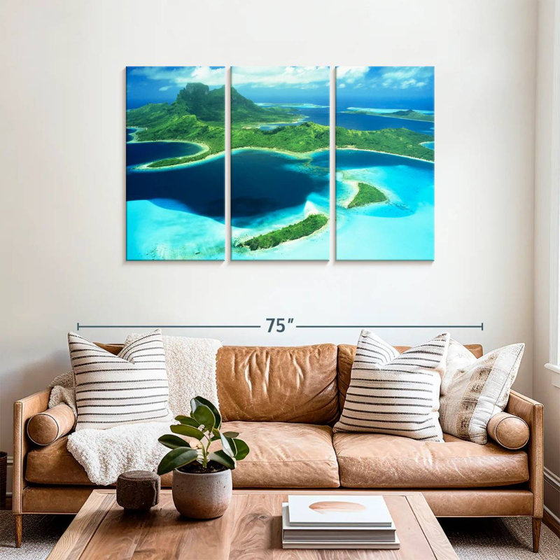 Gillard Bora Bora vue d'en haut, H 36 po x l 57 po