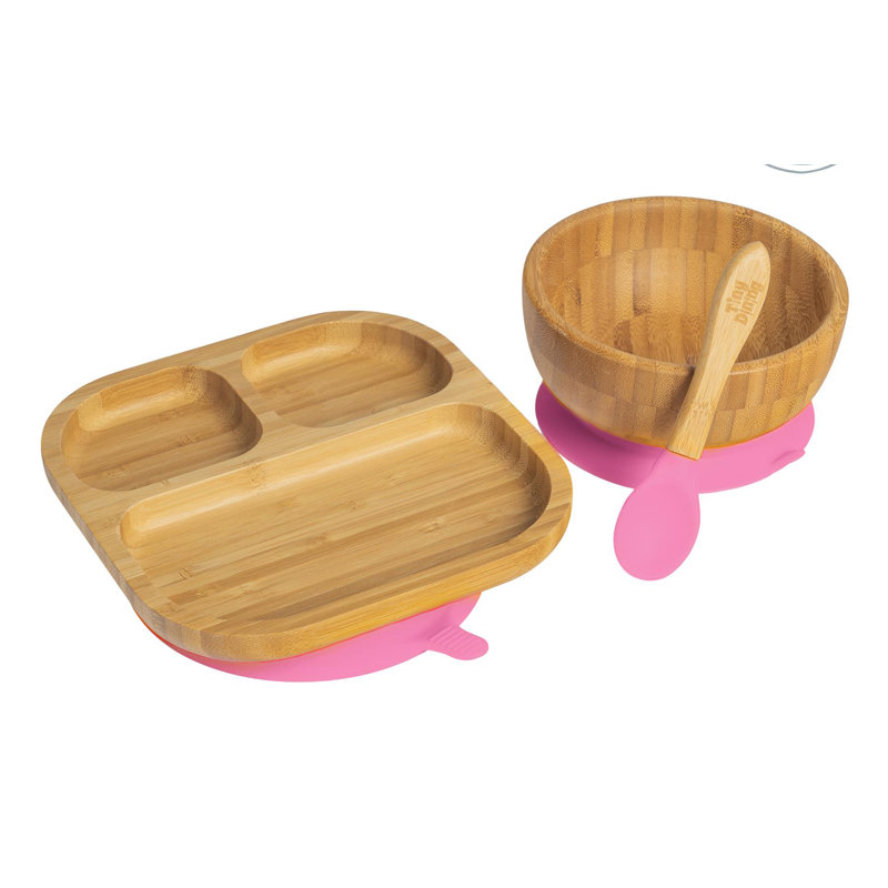 Tiny Dining - Children's Bamboo Suction Dinner, Pink