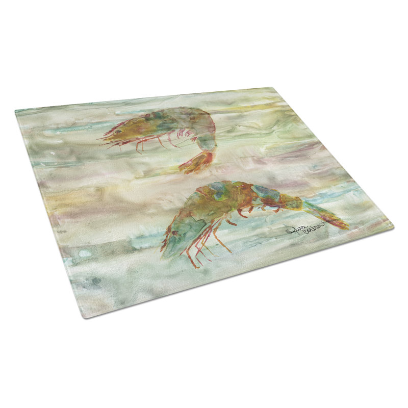 Caroline's Treasures Tempered Glass Shrimp Sunset Cutting Board