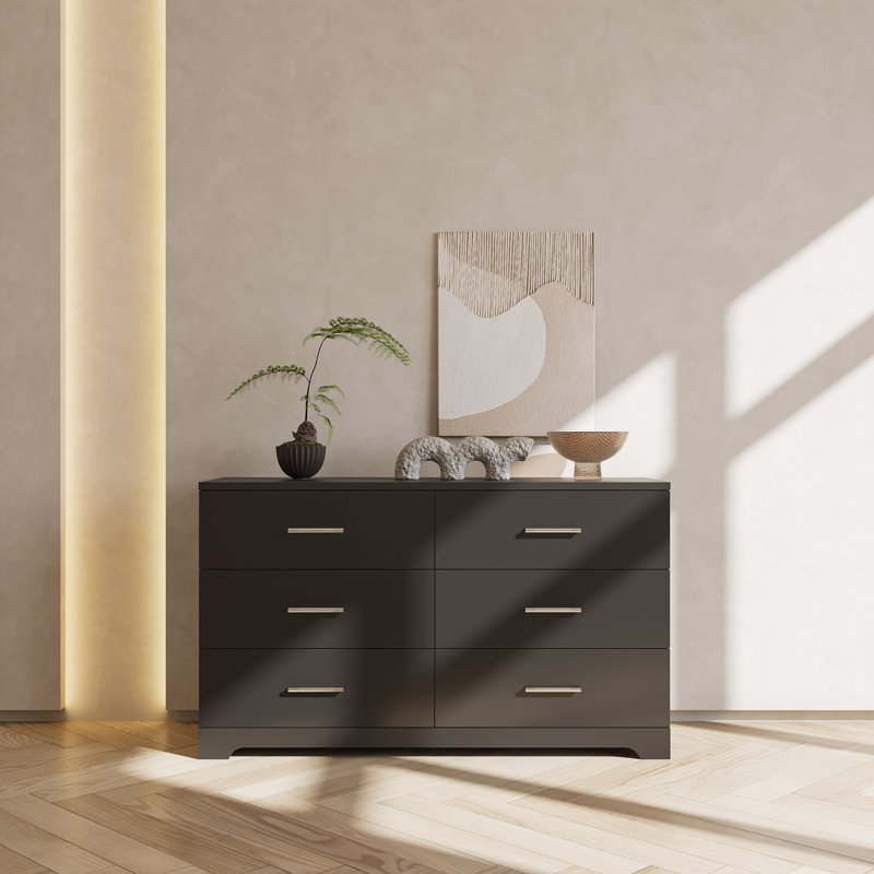 Armoire de rangement à 6 tiroirs l 47,2 po Johnethan, Noir