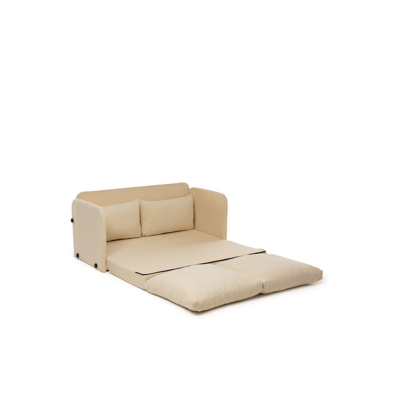 Modern 2-Seat Sofa Bed, Cream Color, 50.4 x 27.6 x 26.0 inches | 100% Metal Frame & 100% Polyester Fabric | Converts to Bed 78.7 x 47.2 inches | Stylish & Functional Sleeper Sofa for Space-Saving Living Rooms & Guest Rooms