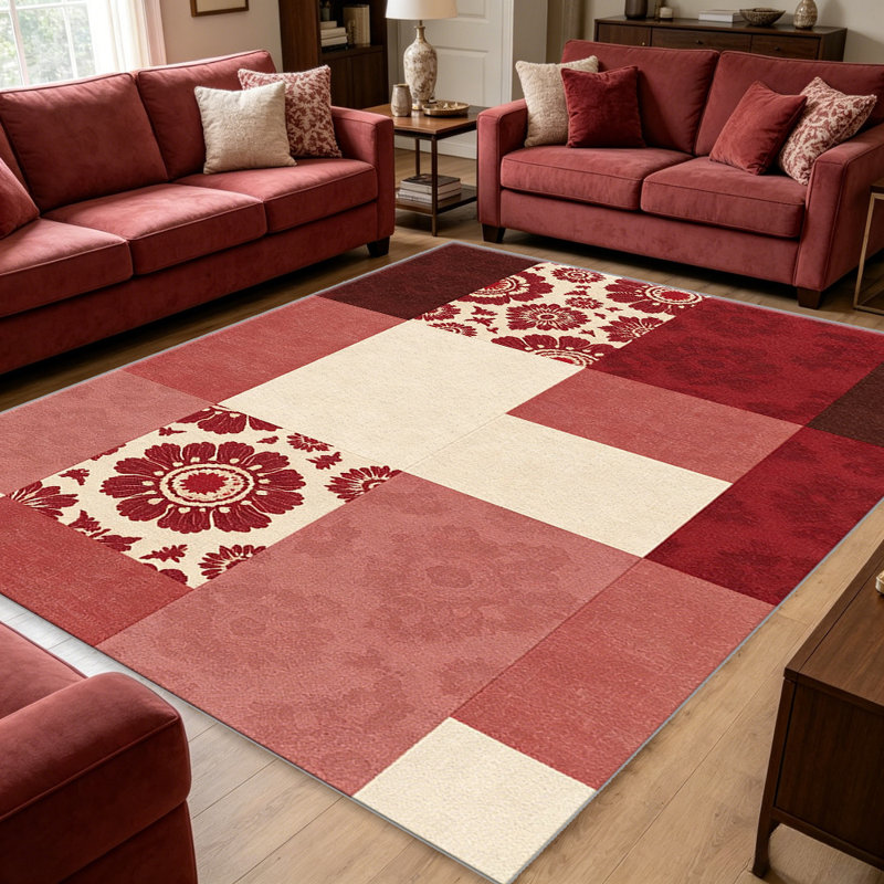 Vintage Floral Patchwork Pink carpet-easy to clean, machine-washable, soft and comfortable; suitable for door mats, kitchens, living rooms, bedrooms, corridors, and laundry areas. Easy to clean, durable carpet for home decoration.