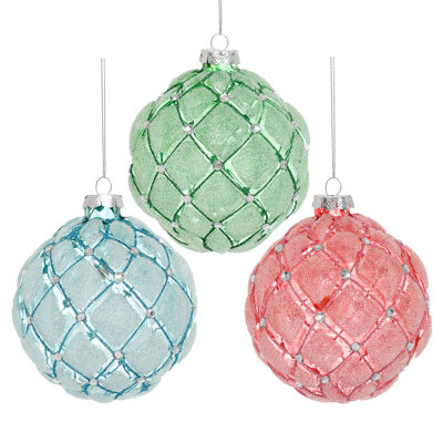 Ensemble de 6 ornements pastel arlequin - 4 pouces