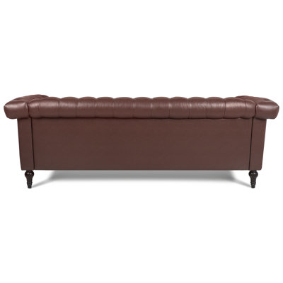 Husani Faux Leather Rolled Arms Chesterfield Sofa