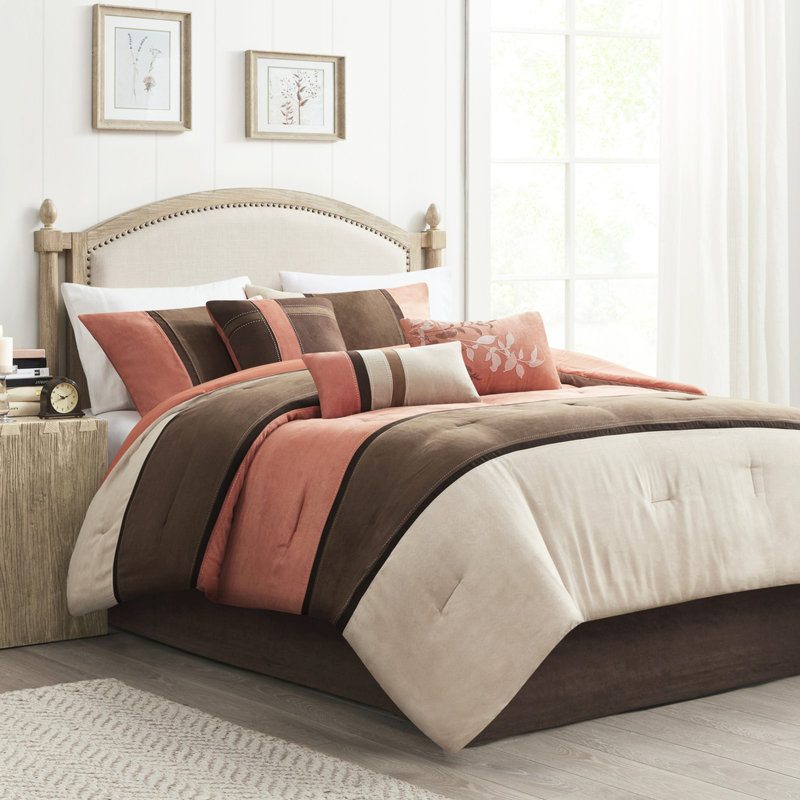 Édredon en faux suède - Literie 7 pièces King Coral Wrinkle