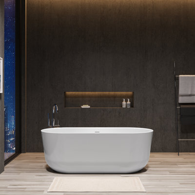 66" X 30" Freestanding Soaking Acrylic Bathtub