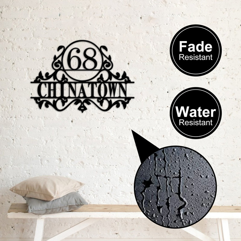 Cedrial Water Resistant Steel Text & Numbers Wall Decor