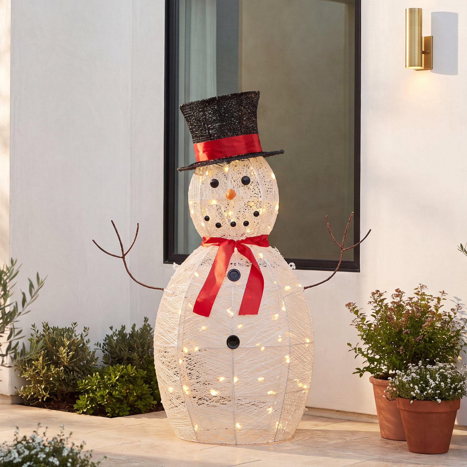 The Holiday Aisle® 36" Pre-Lit Sisal Snowman