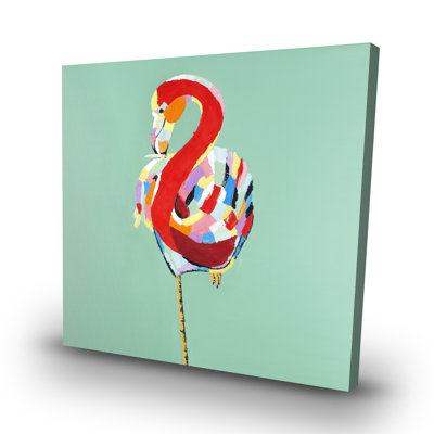 Colorful abstract flamingo - 32"x32" art on canvas