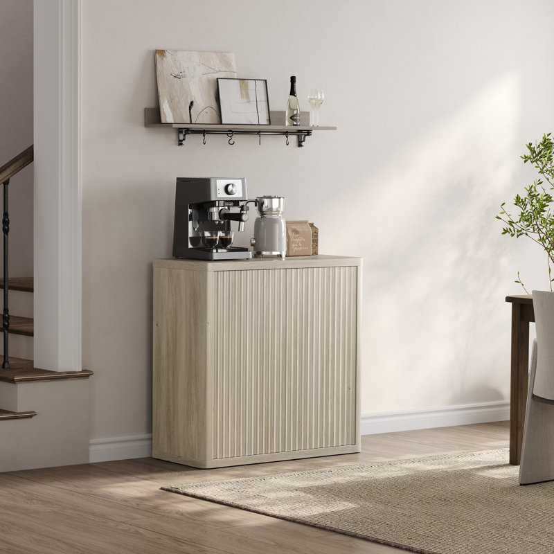 Buffet 2 portes avec tablettes réglables l 34,6 po Cesiro, Gris / gris / chêne blanc, 1 pièce