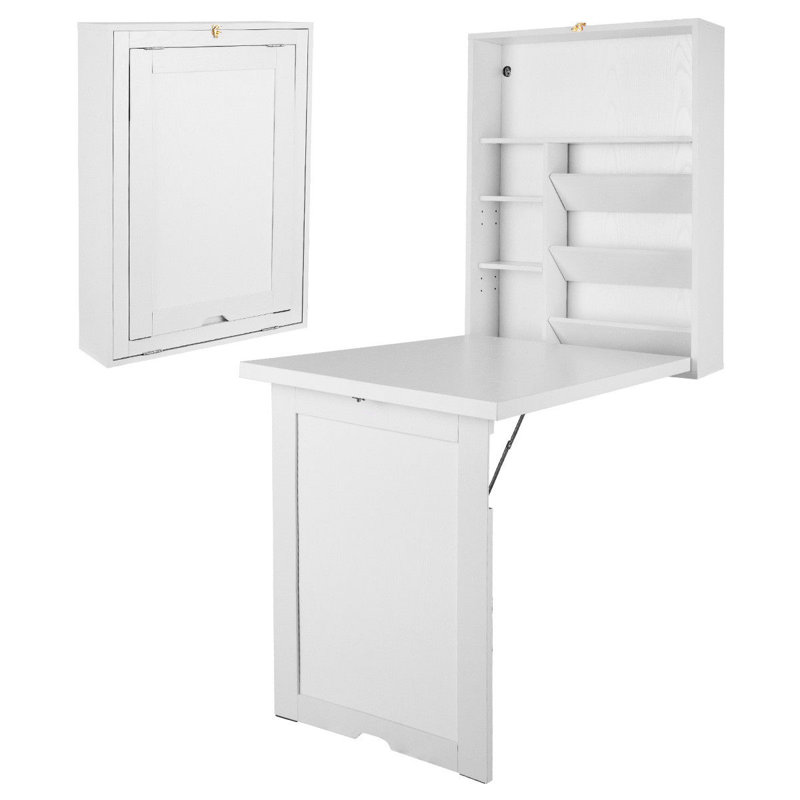Bureau flottant avec huche, Blanc