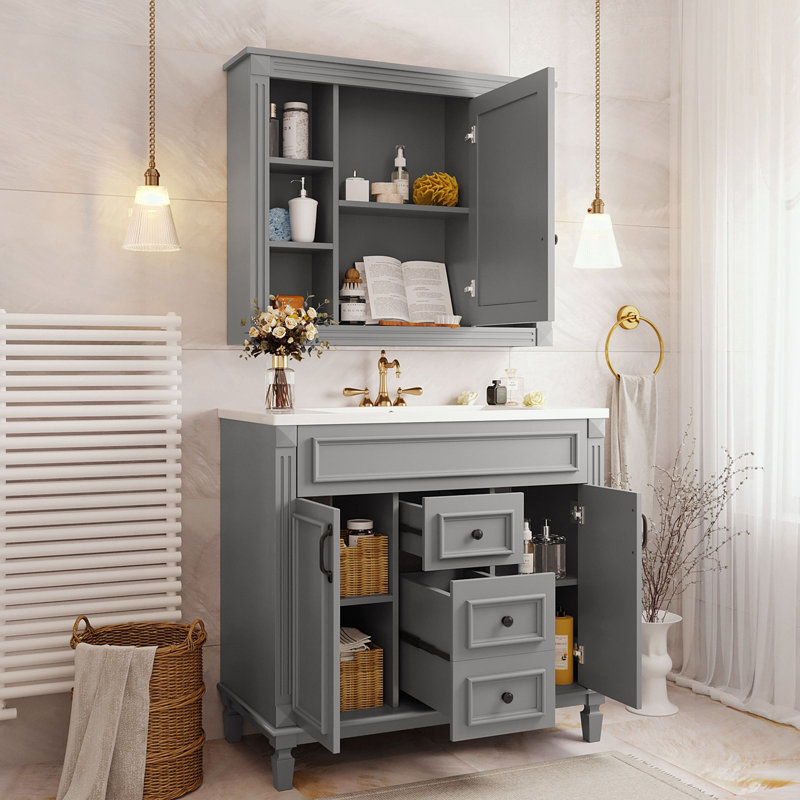 Rangement pour salle de bain Tameisha, Gris