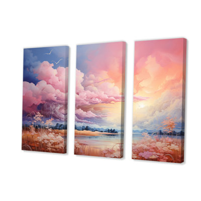 Clouds Prairies Collages I - 3 pièces sur toile tendue