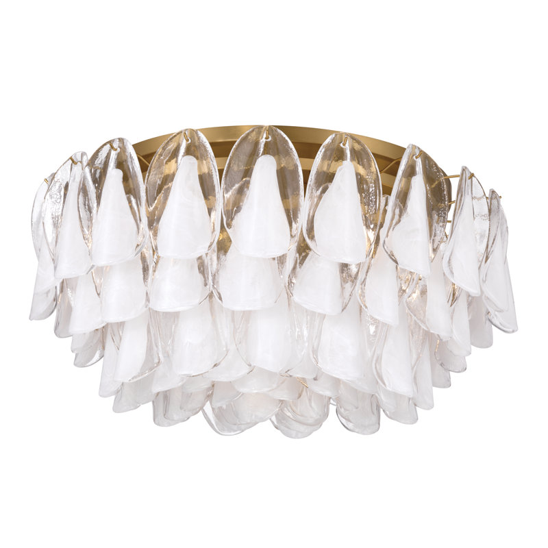 Plafonnier encastré 11,25 po Verla Crest, H 14,5 po x l 31,25 po x P 31,25 po, Transparent/blanc, 11 lumières