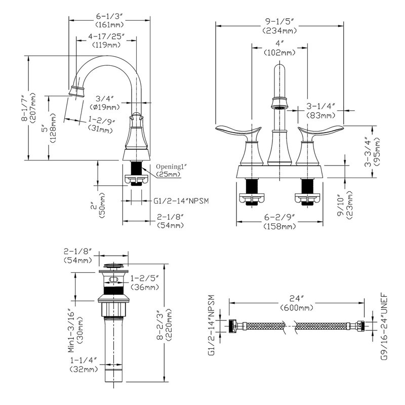 Bathroom faucet with 360 degree turn spout, Matt Black