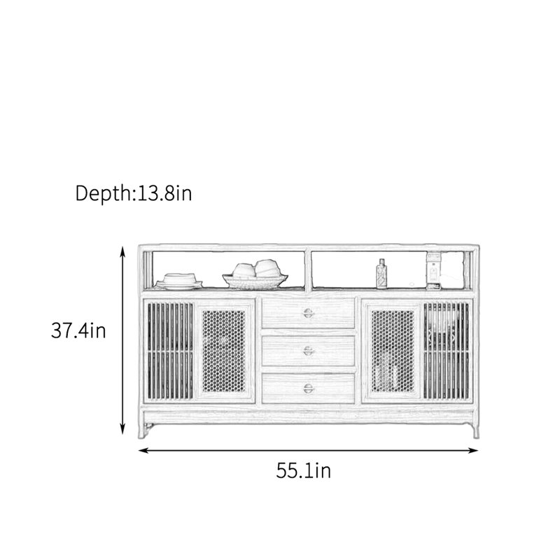 Nouveau buffet chinois en bois massif de style Zen