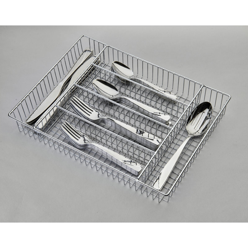 RHODA 18/0 Stainless Steel Mirror 42 Pieces Flatware Set with Buffet