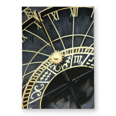 Astrologic Clock - Gold Object Outdoor Area Rug for Home Decor