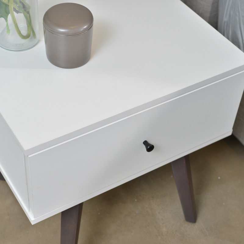 muir 50.2 cm W Bedside Table, Brown/White