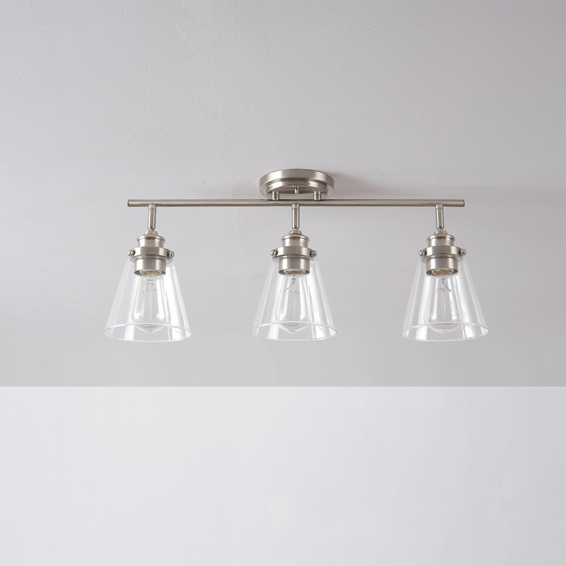 Brushed Nickel 3-Light Track Lighting with Clear Glass Shades