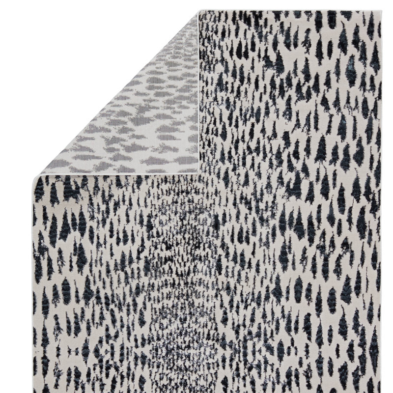 Tapis noir à imprimé animalier Malilla, Rectangle 9 pi 6 po x 13 pi
