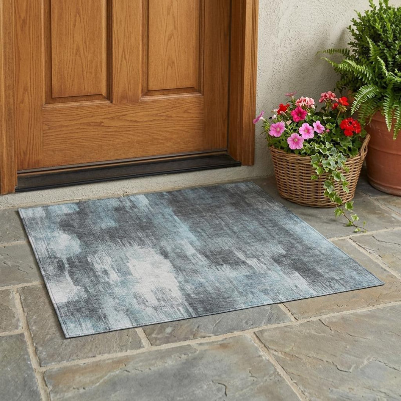 Tapis extérieur lavable antidérapant 3 pi x 5 pi bleu sarcelle