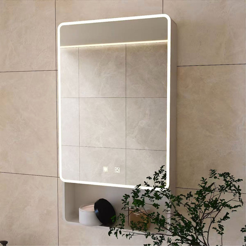 Armoire à pharmacie à DEL avec lumière chaude d'une seule couleur, anti-buée, armoire en plastique-aluminium facile à installer.