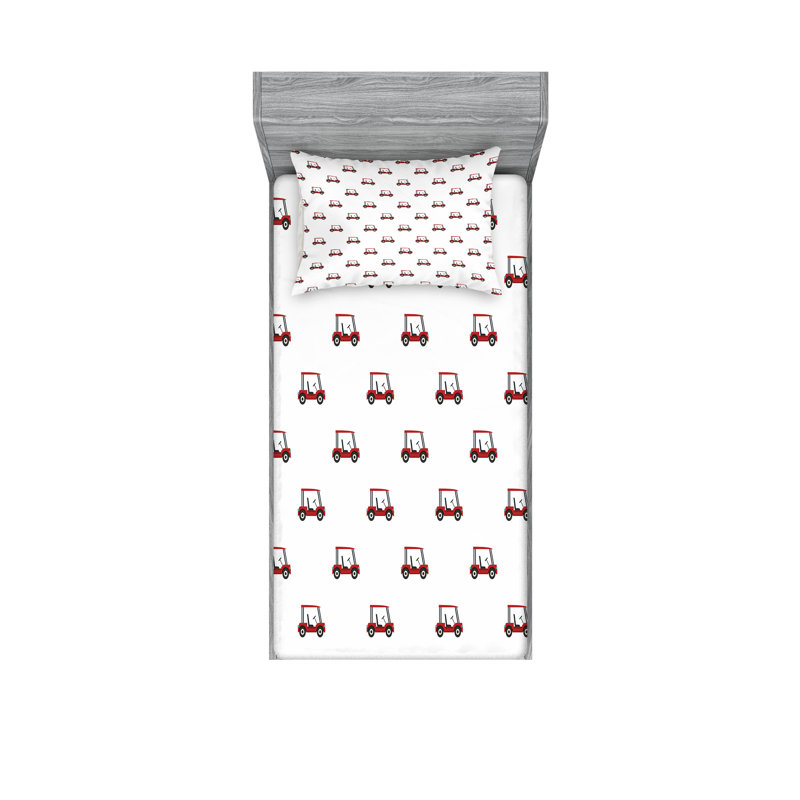 Ensemble de draps et taies décoratives Ambesonne Golf, gris anthracite, Twin Sheet Set with 2 Pillowcases