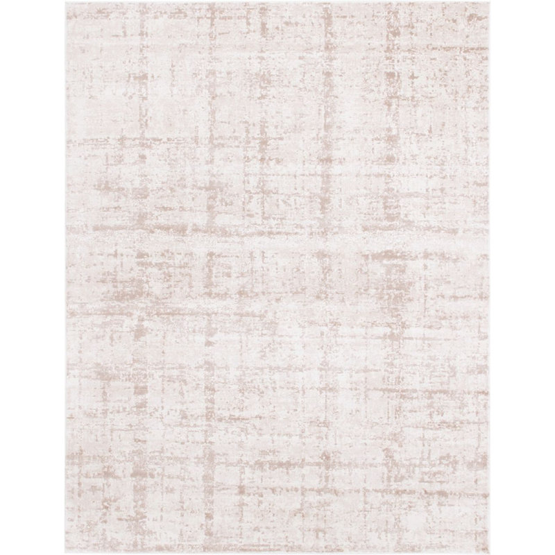Tapis géométrique brun clair Heights, Rectangle 9 pi x 12 pi
