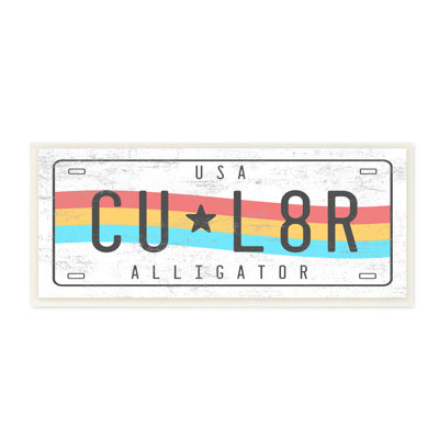 " CU L8R Alligator Rainbow Licence Plate Humour " by Daphne Polselli