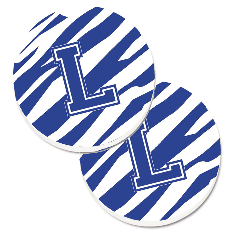 Sous-verre à cogramme initial de q tiger, L, Bleu / Blanc