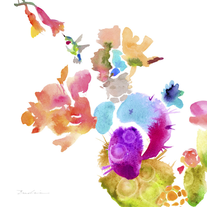 Watercolour Flower Composition IX by Evelia Designs - Wrapped Canvas Painting, 30cm H x 30cm W