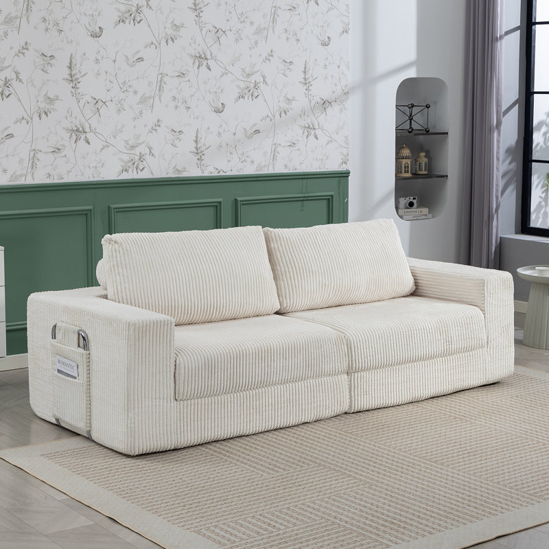 3 Seater Corduroy Sofa, Beige