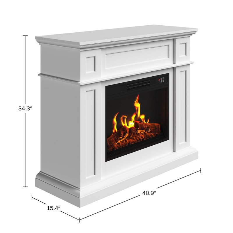 Foyer électrique sur pied 40,9 "avec manteau de cheminée et télécommande (blanc)