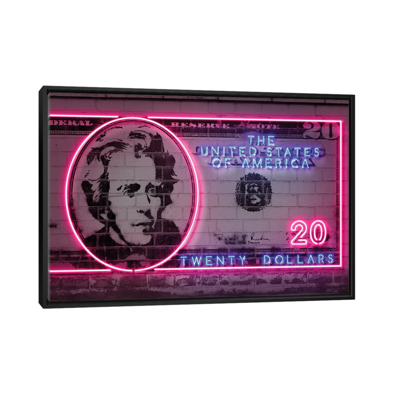«20 Dollars», impression sur toile, H 18 po x l 26 po x P 1,5 po, Toile encadrée noire, Pas de tapis