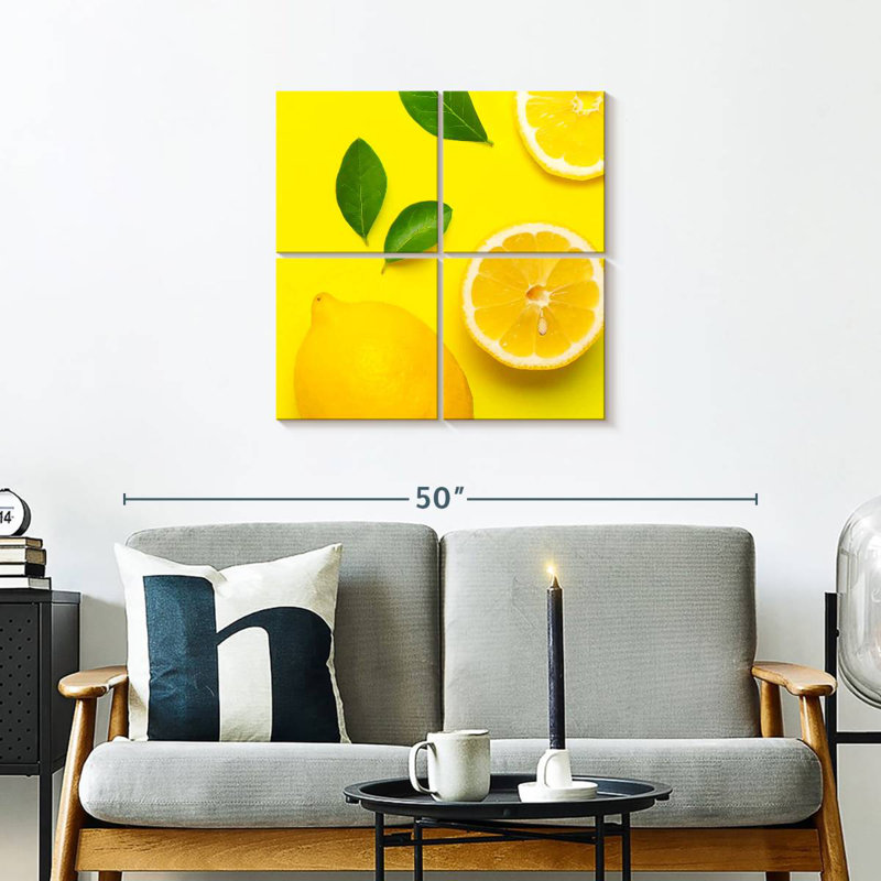 Yarlin citrons sur jaune, H 26 po x l 26 po