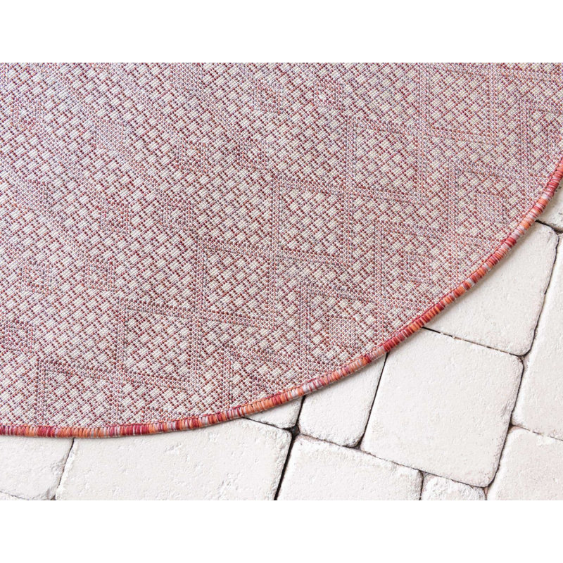 Outdoor Preen Area Rug Rust Color, Round 4'