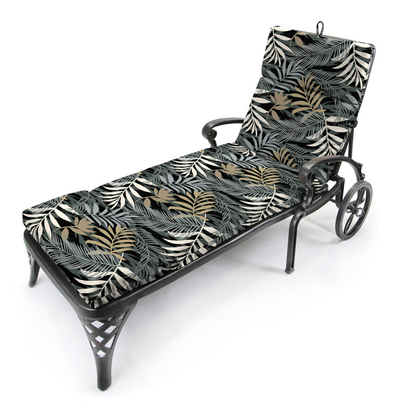 Coussin de chaise longue d'extérieur 72 "x 22" avec attaches et boucle